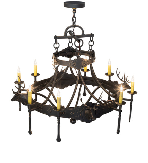 Meyda Lighting Stag 234729 40" 8-Light Timeless Bronze Chandelier With Ivory Faux Candlelight