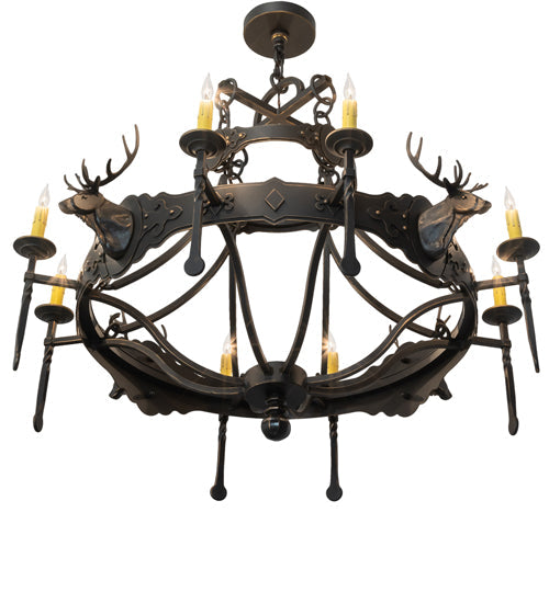 Meyda Lighting Stag 234729 40" 8-Light Timeless Bronze Chandelier With Ivory Faux Candlelight