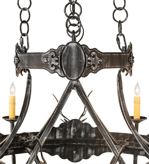 Meyda Lighting Stag 40" 8-Light Antique Iron Gate Chandelier With Ivory Faux Candlelight