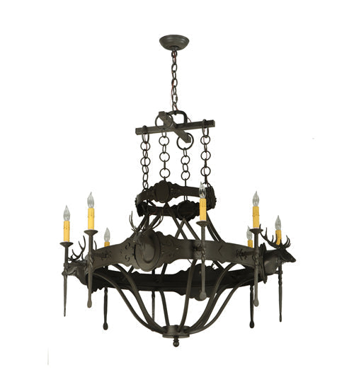 Meyda Lighting Stag 40" 8-Light Timeless Bronze Chandelier With Ivory Faux Candlelight