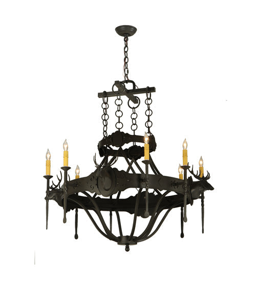 Meyda Lighting Stag 40" 8-Light Timeless Bronze Chandelier With Ivory Faux Candlelight