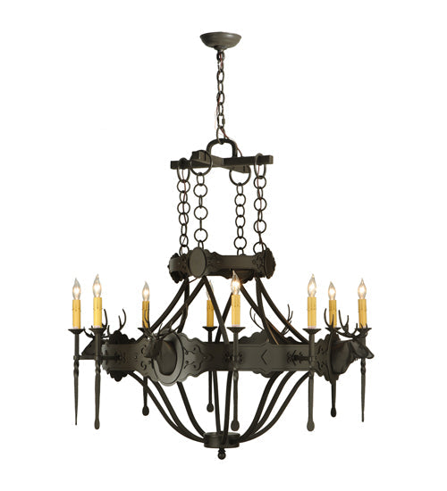 Meyda Lighting Stag 40" 8-Light Timeless Bronze Chandelier With Ivory Faux Candlelight