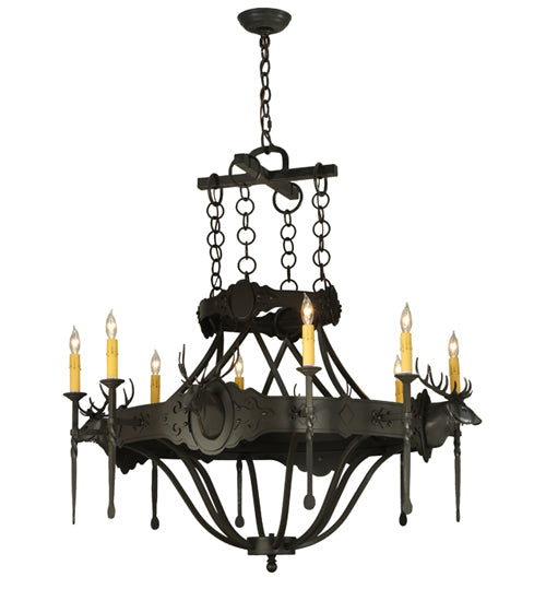 Meyda Lighting Stag 40" 8-Light Timeless Bronze Chandelier With Ivory Faux Candlelight