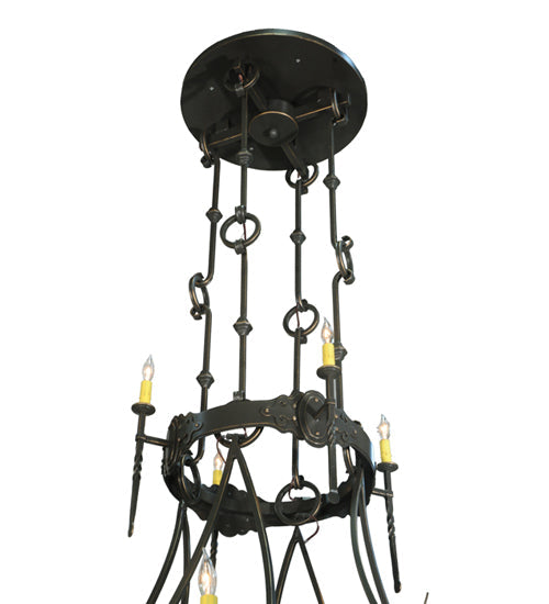 Meyda Lighting Stag 67" 12-Light 2-Tier Timeless Bronze Chandelier With Ivory Faux Candlelight