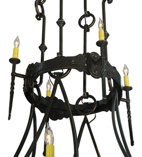 Meyda Lighting Stag 67" 12-Light 2-Tier Timeless Bronze Chandelier With Ivory Faux Candlelight