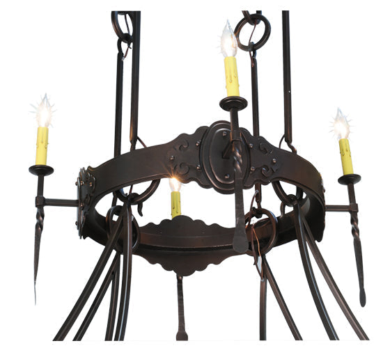 Meyda Lighting Stag 72" 12-Light 2-Tier Mahogany Bronze Chandelier