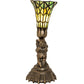 Meyda Lighting Stained Glass 13" Antique Brass Pond Lily Twin Cherub Accent Table Lamp With Green Shade Glass