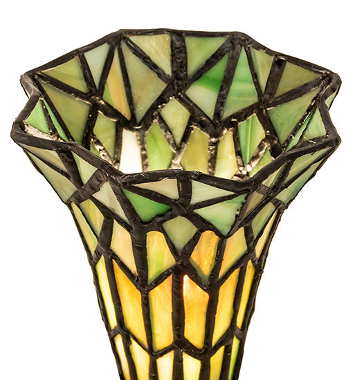Meyda Lighting Stained Glass 13" Antique Brass Pond Lily Twin Cherub Accent Table Lamp With Green Shade Glass