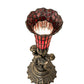 Meyda Lighting Stained Glass 13" Antique Brass Pond Lily Twin Cherub Accent Table Lamp With Red Shade Glass