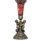 Meyda Lighting Stained Glass 13" Antique Brass Pond Lily Twin Cherub Accent Table Lamp With Red Shade Glass