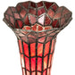 Meyda Lighting Stained Glass 13" Antique Brass Pond Lily Twin Cherub Accent Table Lamp With Red Shade Glass