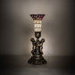 Meyda Lighting Stained Glass Pond Lily 13" Antique Brass Table Lamp With Pink & White Shade Glass