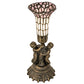 Meyda Lighting Stained Glass Pond Lily 13" Antique Brass Table Lamp With Pink & White Shade Glass