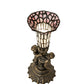 Meyda Lighting Stained Glass Pond Lily 13" Antique Brass Table Lamp With Pink & White Shade Glass