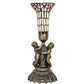 Meyda Lighting Stained Glass Pond Lily 13" Antique Brass Table Lamp With Pink & White Shade Glass