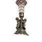 Meyda Lighting Stained Glass Pond Lily 13" Antique Brass Table Lamp With Pink & White Shade Glass