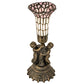 Meyda Lighting Stained Glass Pond Lily 13" Antique Brass Table Lamp With Pink & White Shade Glass