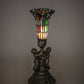 Meyda Lighting Stained Glass Pond Lily 13" Antique Brass Twin Cherub Accent Table Lamp With Multi-Colored Shade Glass