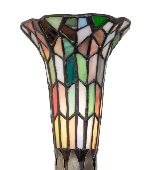 Meyda Lighting Stained Glass Pond Lily 13" Antique Brass Twin Cherub Accent Table Lamp With Multi-Colored Shade Glass