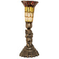 Meyda Lighting Stained Glass Pond Lily 13" Antique Brass Twin Cherub Accent Table Lamp With Red & Yellow Shade Glass