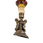 Meyda Lighting Stained Glass Pond Lily 13" Antique Brass Twin Cherub Accent Table Lamp With Red & Yellow Shade Glass