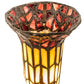 Meyda Lighting Stained Glass Pond Lily 13" Antique Brass Twin Cherub Accent Table Lamp With Red & Yellow Shade Glass