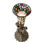 Meyda Lighting Stained Glass Pond Lily 13" Antique Brass Twin Cherub Mini Table Lamp With Multi-Colored Art Shade Glass