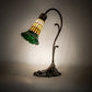 Meyda Lighting Stained Glass Pond Lily 15" Antique Brass Accent Table Lamp With Amber & Green Shade Glass