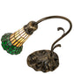 Meyda Lighting Stained Glass Pond Lily 15" Antique Brass Accent Table Lamp With Amber & Green Shade Glass