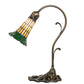 Meyda Lighting Stained Glass Pond Lily 15" Antique Brass Accent Table Lamp With Amber & Green Shade Glass