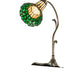 Meyda Lighting Stained Glass Pond Lily 15" Antique Brass Accent Table Lamp With Amber & Green Shade Glass