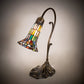 Meyda Lighting Stained Glass Pond Lily 15" Antique Brass Accent Table Lamp With Multi-Colored Shade Glass