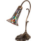 Meyda Lighting Stained Glass Pond Lily 15" Antique Brass Accent Table Lamp With Multi-Colored Shade Glass