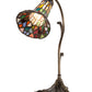 Meyda Lighting Stained Glass Pond Lily 15" Antique Brass Accent Table Lamp With Multi-Colored Shade Glass
