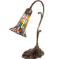 Meyda Lighting Stained Glass Pond Lily 15" Antique Brass Accent Table Lamp With Multi-Colored Shade Glass