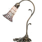 Meyda Lighting Stained Glass Pond Lily 15" Antique Brass Accent Table Lamp With Pink Shade Glass