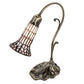 Meyda Lighting Stained Glass Pond Lily 15" Antique Brass Accent Table Lamp With Pink Shade Glass