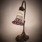 Meyda Lighting Stained Glass Pond Lily 15" Antique Brass Accent Table Lamp With Pink & White Shade Glass