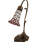 Meyda Lighting Stained Glass Pond Lily 15" Antique Brass Accent Table Lamp With Pink & White Shade Glass