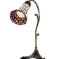 Meyda Lighting Stained Glass Pond Lily 15" Antique Brass Accent Table Lamp With Pink & White Shade Glass