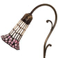 Meyda Lighting Stained Glass Pond Lily 15" Antique Brass Accent Table Lamp With Pink & White Shade Glass