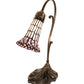 Meyda Lighting Stained Glass Pond Lily 15" Antique Brass Accent Table Lamp With Pink & White Shade Glass