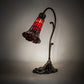 Meyda Lighting Stained Glass Pond Lily 15" Antique Brass Accent Table Lamp With Red Shade Glass