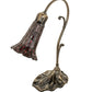 Meyda Lighting Stained Glass Pond Lily 15" Antique Brass Accent Table Lamp With Red Shade Glass