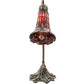 Meyda Lighting Stained Glass Pond Lily 15" Antique Brass Accent Table Lamp With Red Shade Glass