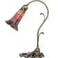 Meyda Lighting Stained Glass Pond Lily 15" Antique Brass Accent Table Lamp With Red Shade Glass