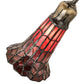 Meyda Lighting Stained Glass Pond Lily 15" Antique Brass Accent Table Lamp With Red Shade Glass