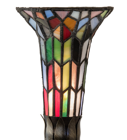 Meyda Lighting Stained Glass Pond Lily 15" Mahogany Bronze Nouveau Lady Accent Table Lamp With Multi-Colored Shade Glass