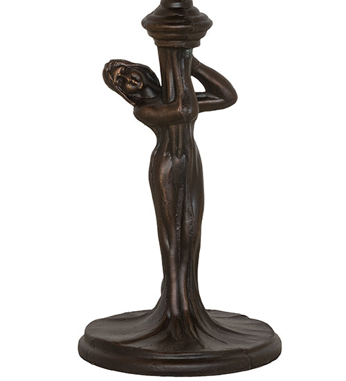 Meyda Lighting Stained Glass Pond Lily 15" Mahogany Bronze Nouveau Lady Accent Table Lamp With Multi-Colored Shade Glass