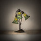 Meyda Lighting Stained Glass Pond Lily 16" 3-Light Mahogany Bronze Accent Table Lamp With Green Shade Glass